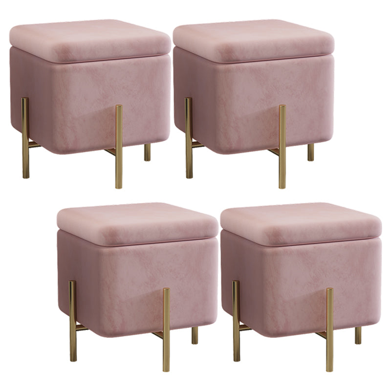 Ottoman Square Pure Color Velvet Scratch Resistant Ottoman with Storage