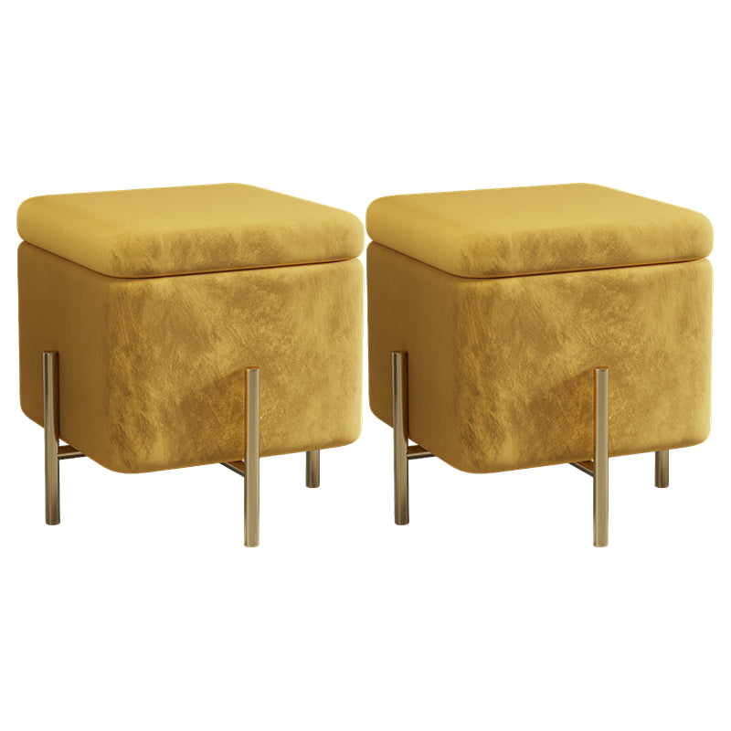 Ottoman Square Pure Color Velvet Scratch Resistant Ottoman with Storage