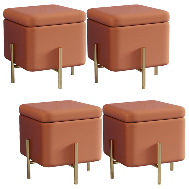 Ottoman Square Pure Color Velvet Scratch Resistant Ottoman with Storage