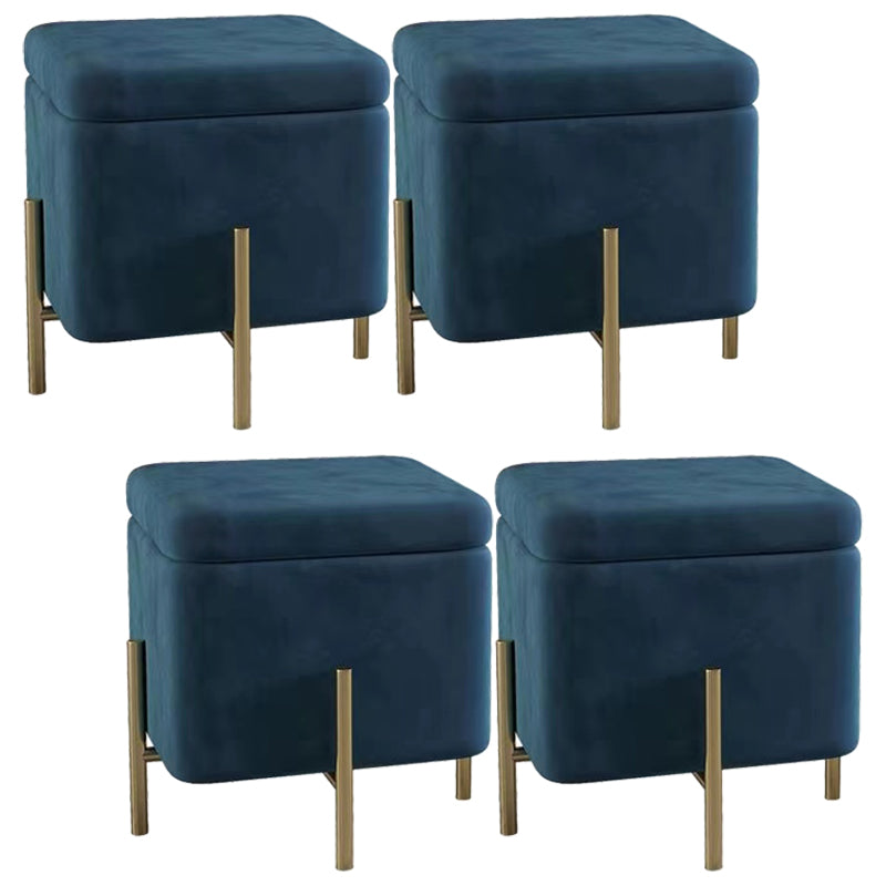 Ottoman Square Pure Color Velvet Scratch Resistant Ottoman with Storage