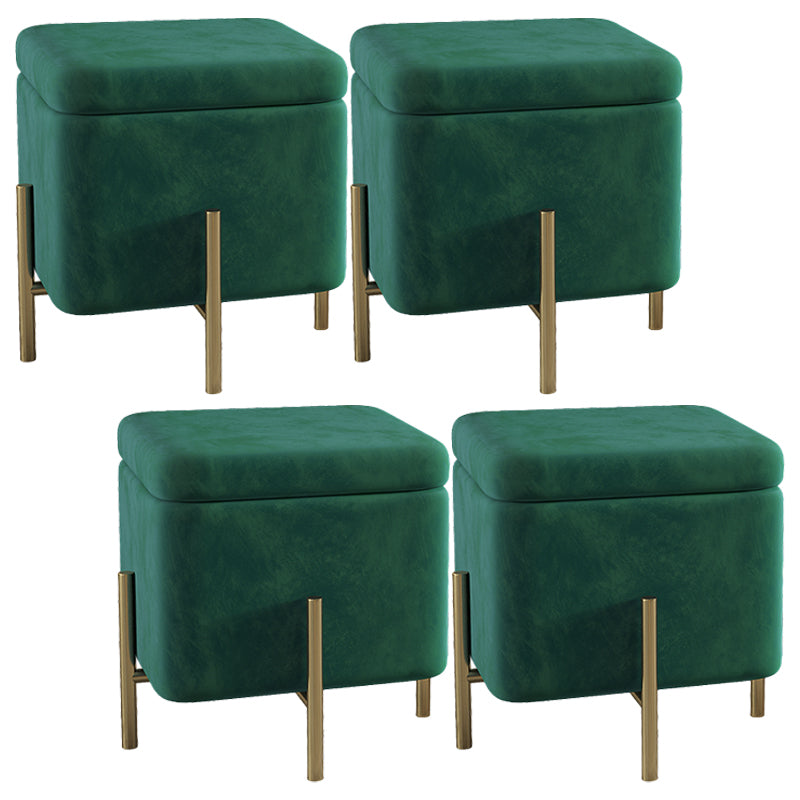 Ottoman Square Pure Color Velvet Scratch Resistant Ottoman with Storage