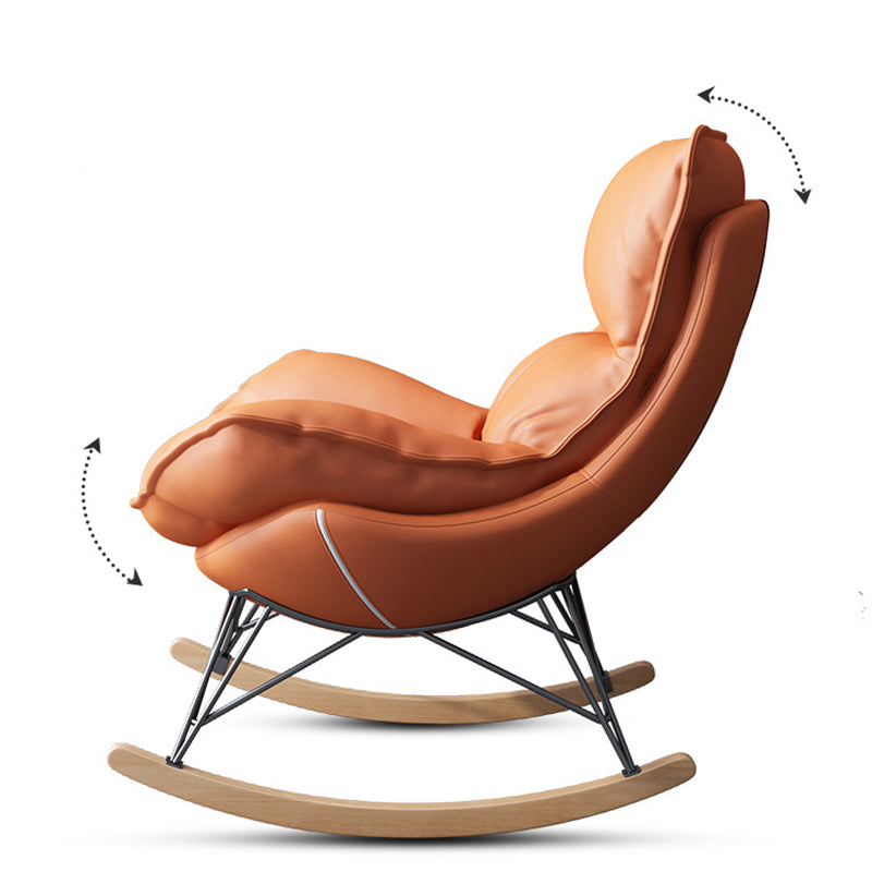 Modern Rocking Chair Upholstered Removable Cushions Rocking Accent Chair with Dark Legs