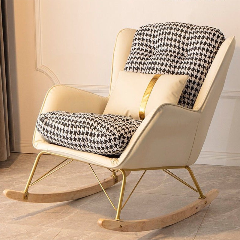 Modern Upholstered Rocker Chair Metal Frame Friction Resistant Rocker Chair for Home