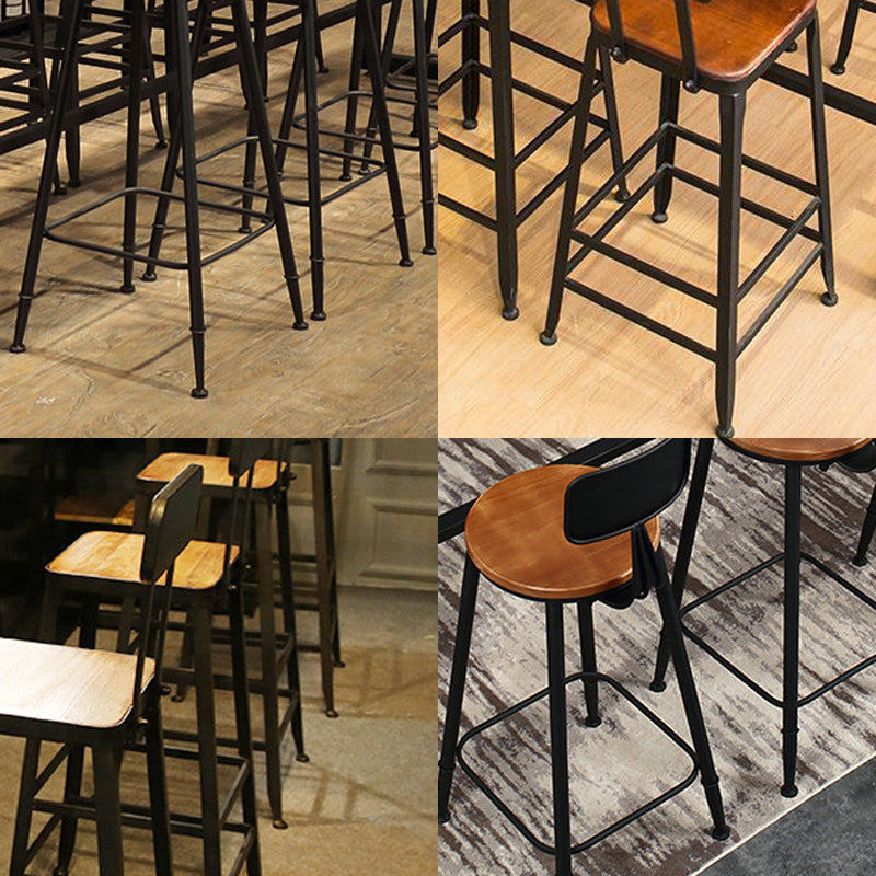 Armless Dining Stools Contemporary Metal Bar Stools with Footrest