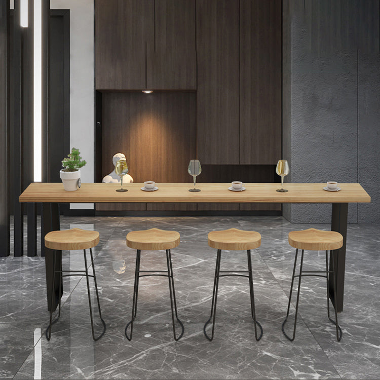 Modern Metal Bar Stool Solid Wood Backless Counter Stool for Restaurant