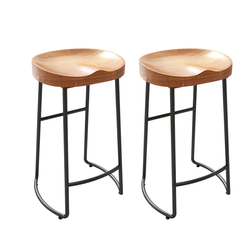 Modern Metal Bar Stool Solid Wood Backless Counter Stool for Restaurant
