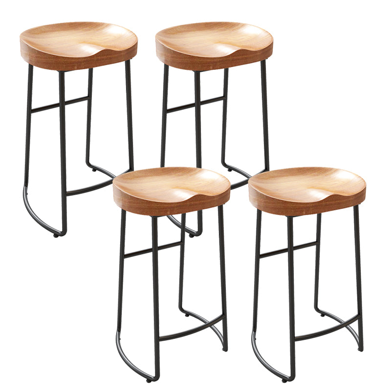 Modern Metal Bar Stool Solid Wood Backless Counter Stool for Restaurant