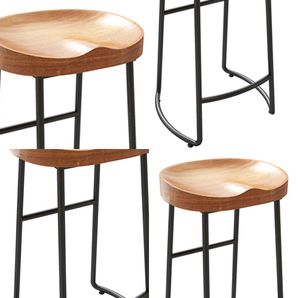 Modern Metal Bar Stool Solid Wood Backless Counter Stool for Restaurant