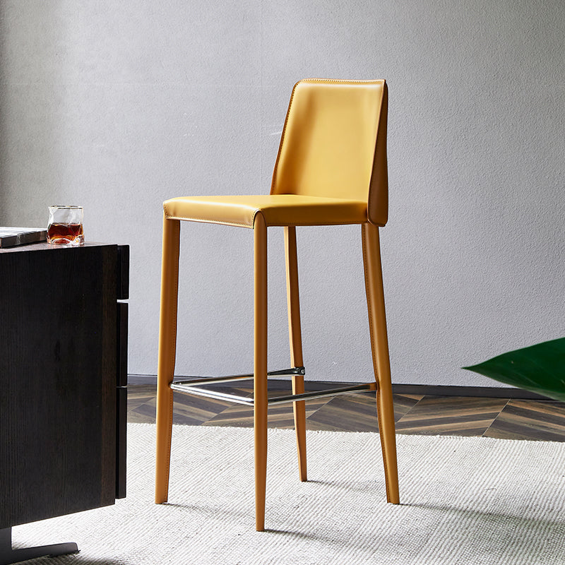 Modern Leather Bar Stool Low Back Counter Stool for Living Room