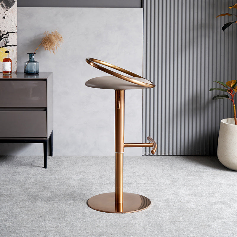 Glam Leather Bar Stool Metal Base Counter Stool for Living Room