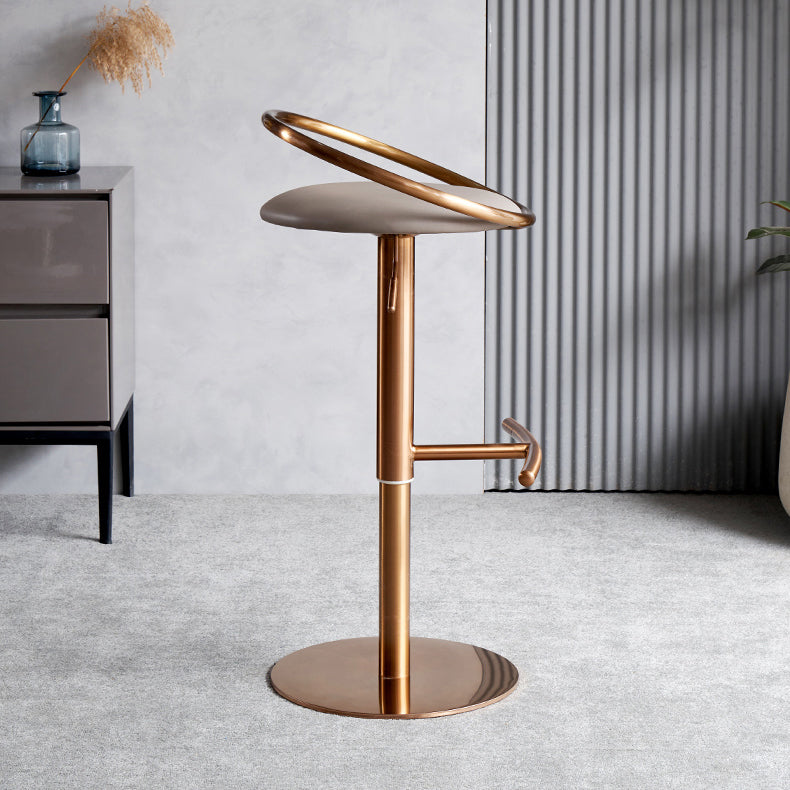 Glam Leather Bar Stool Metal Base Counter Stool for Living Room