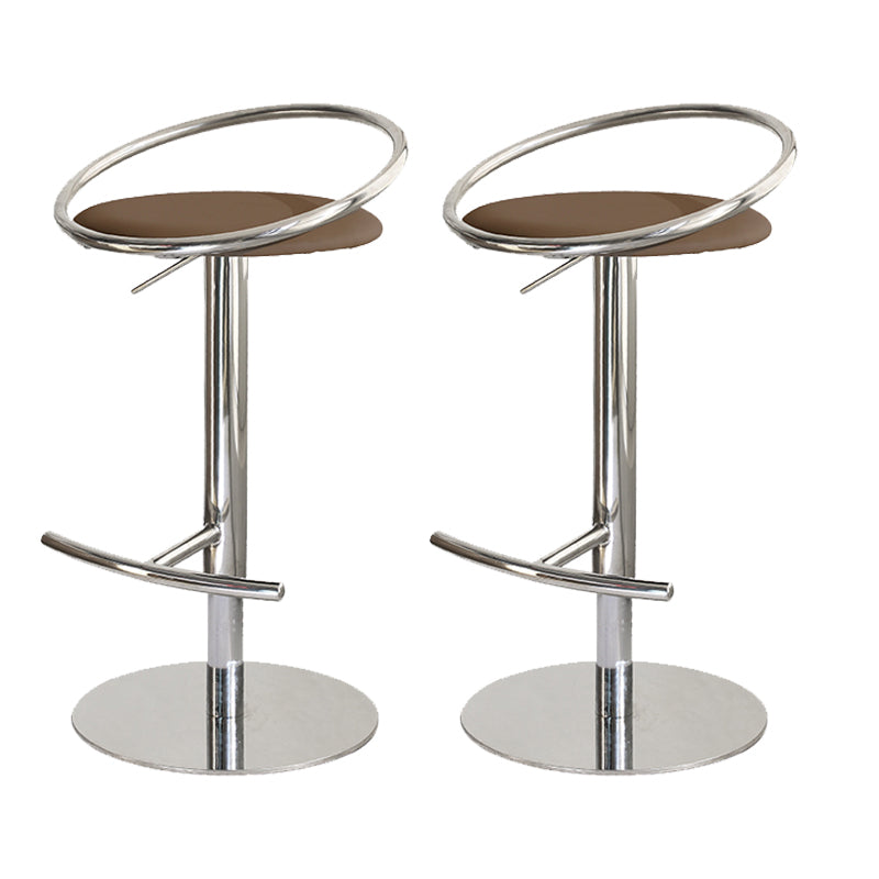 Glam Leather Bar Stool Metal Base Counter Stool for Living Room