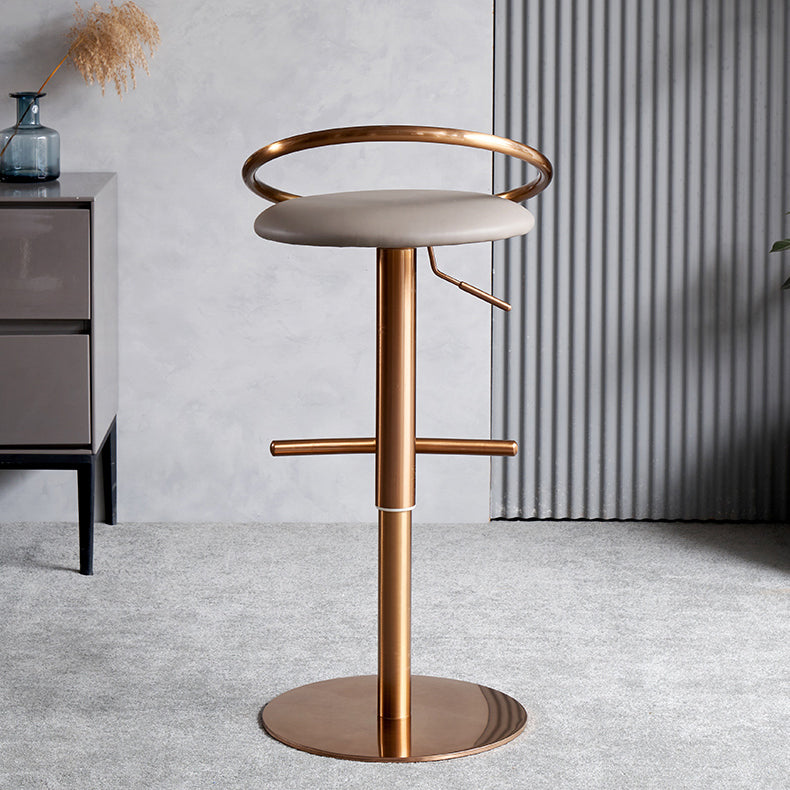 Glam Leather Bar Stool Metal Base Counter Stool for Living Room