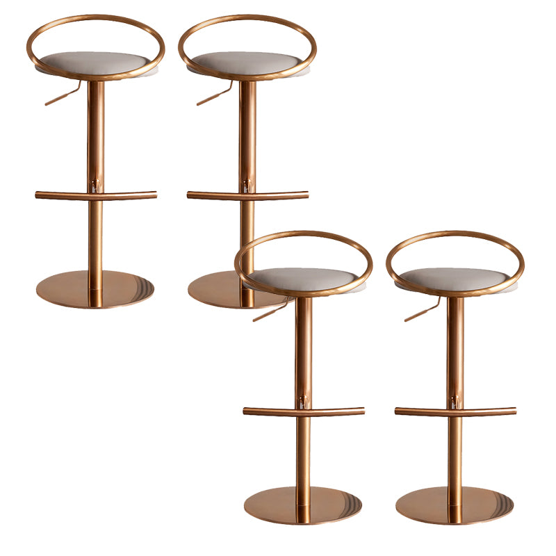 Glam Leather Bar Stool Metal Base Counter Stool for Living Room