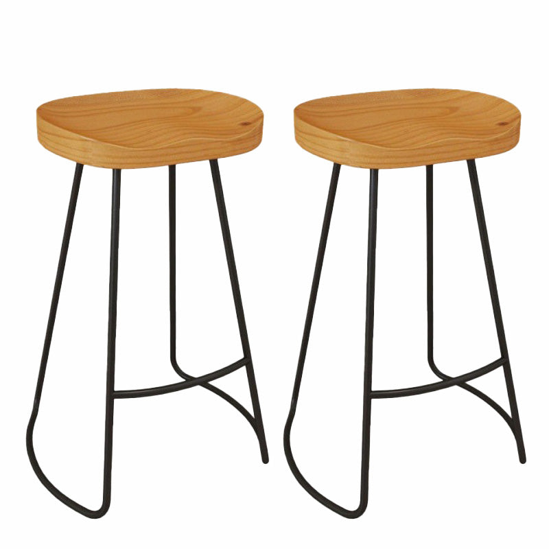 Contemporary Solid Wood Barstool Armless Bar Stool with Footrest
