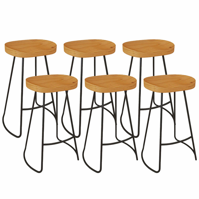 Contemporary Solid Wood Barstool Armless Bar Stool with Footrest