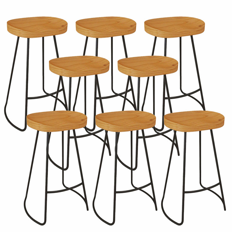 Contemporary Solid Wood Barstool Armless Bar Stool with Footrest