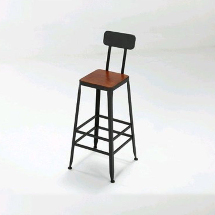 Contemporary Solid Wood Barstool Armless Bar Stool with Footrest