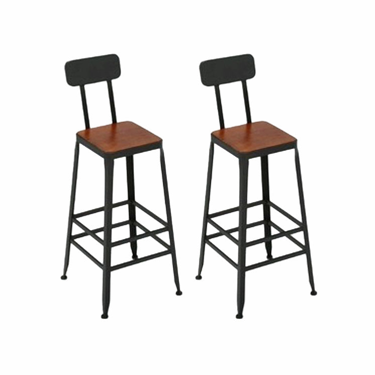 Contemporary Solid Wood Barstool Armless Bar Stool with Footrest