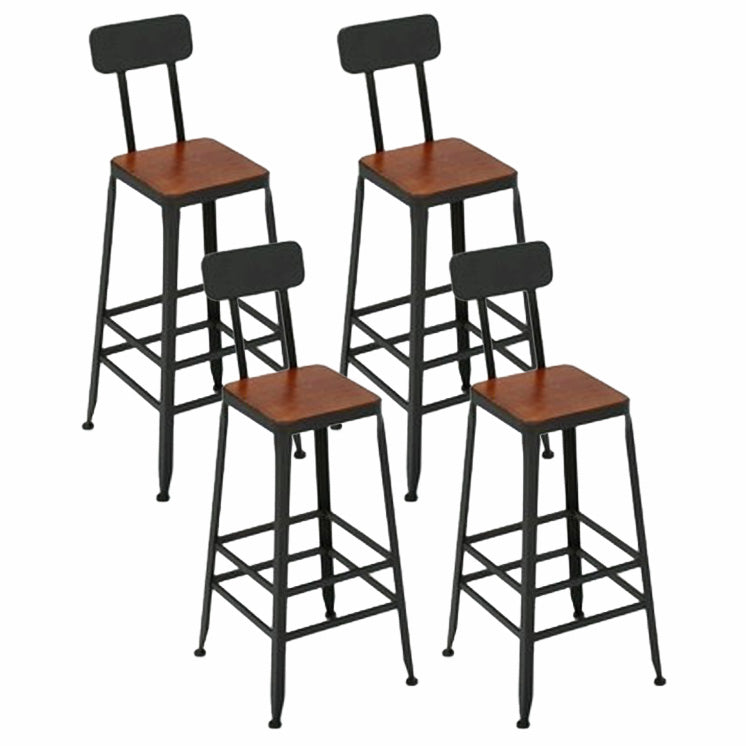 Contemporary Solid Wood Barstool Armless Bar Stool with Footrest