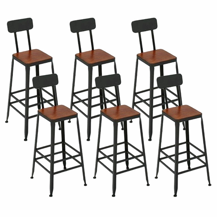 Contemporary Solid Wood Barstool Armless Bar Stool with Footrest