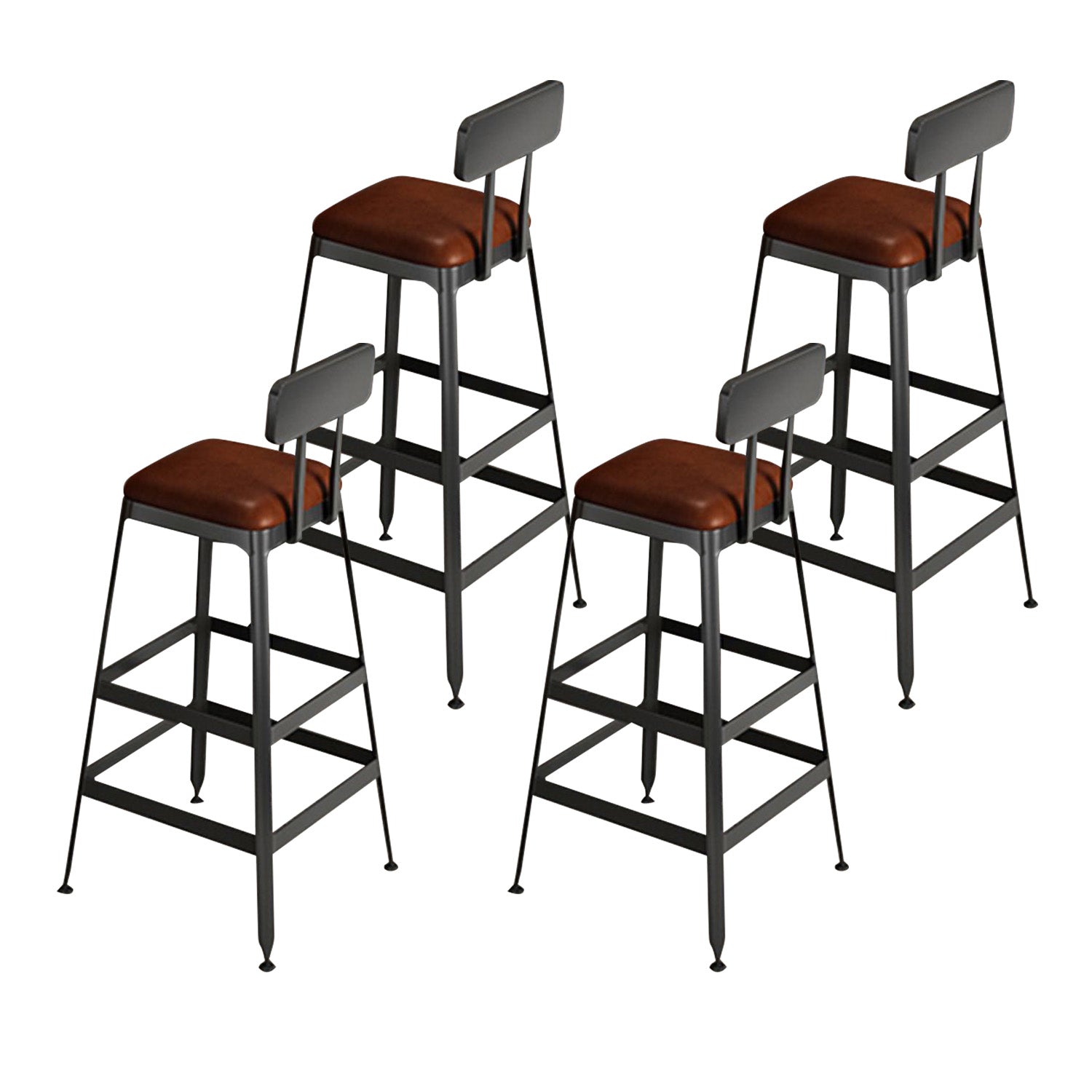Contemporary Wood Barstools Armless Bar Stool with Metal Legs