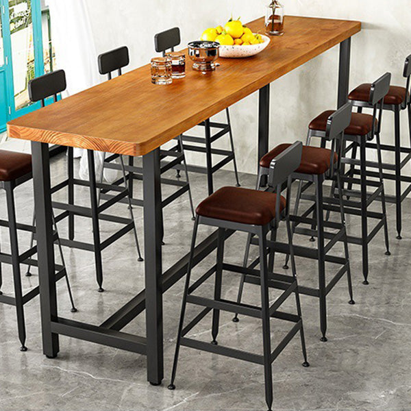 Contemporary Wood Barstools Armless Bar Stool with Metal Legs