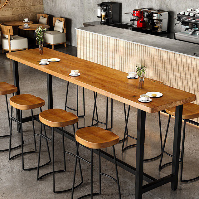 Contemporary Wood Barstools Armless Bar Stool with Metal Legs