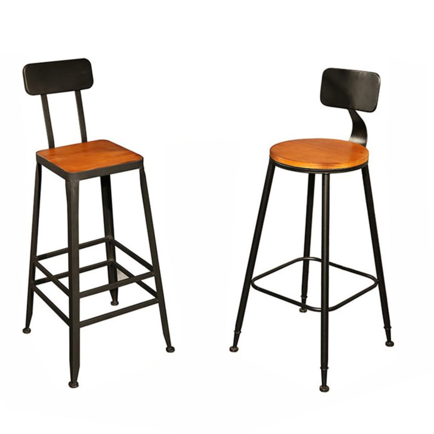Contemporary Wood Barstools Armless Bar Stool with Metal Legs