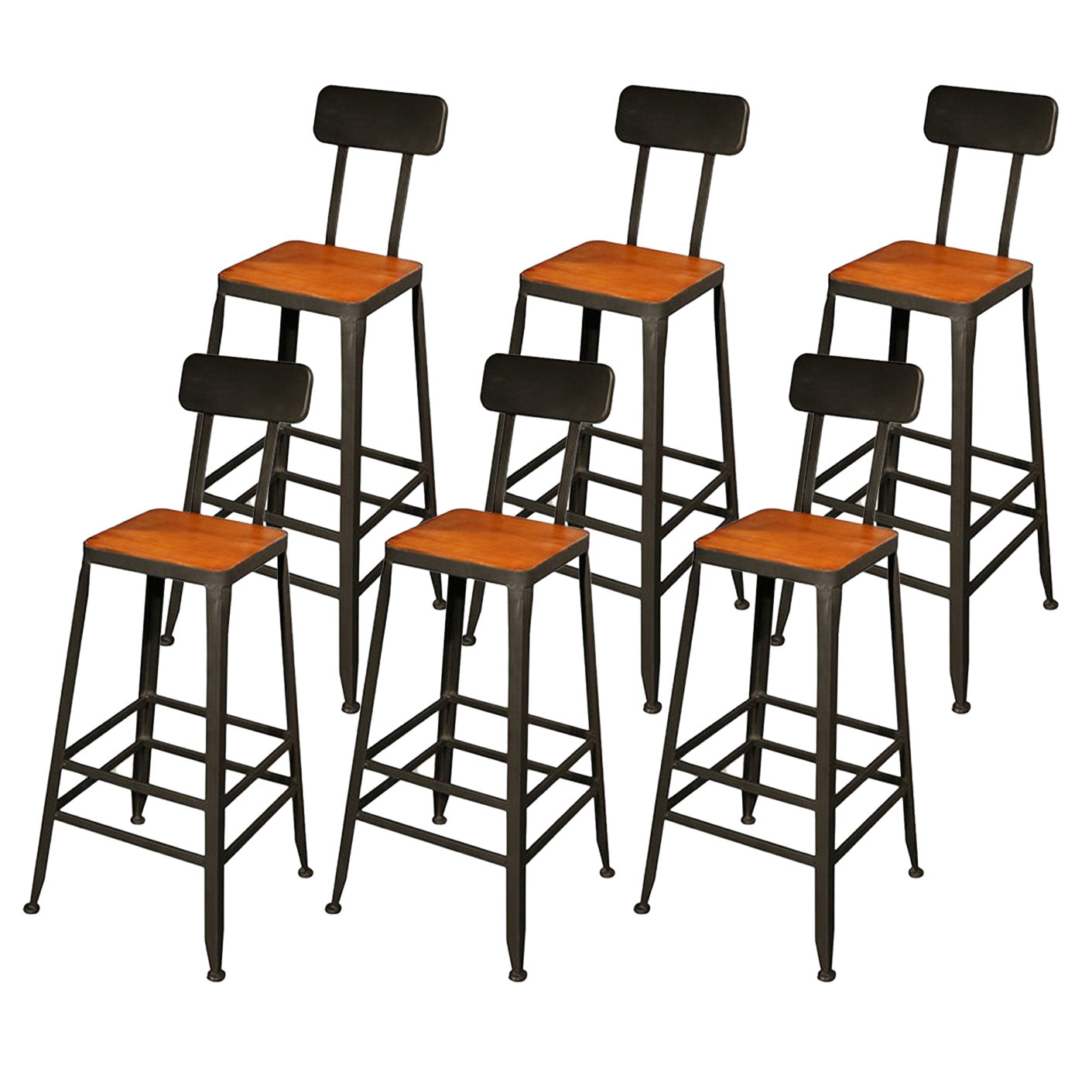 Contemporary Wood Barstools Armless Bar Stool with Metal Legs