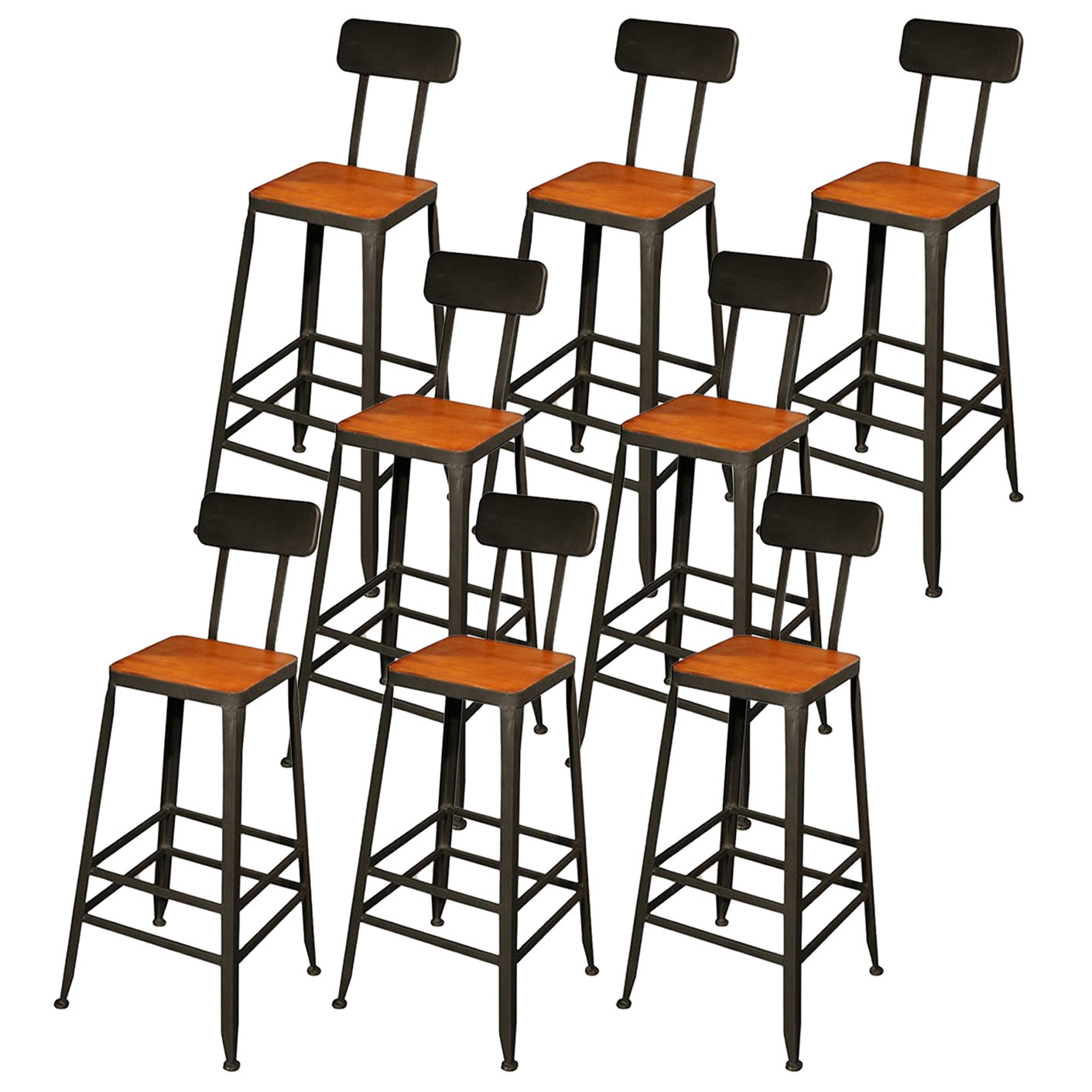 Contemporary Wood Barstools Armless Bar Stool with Metal Legs