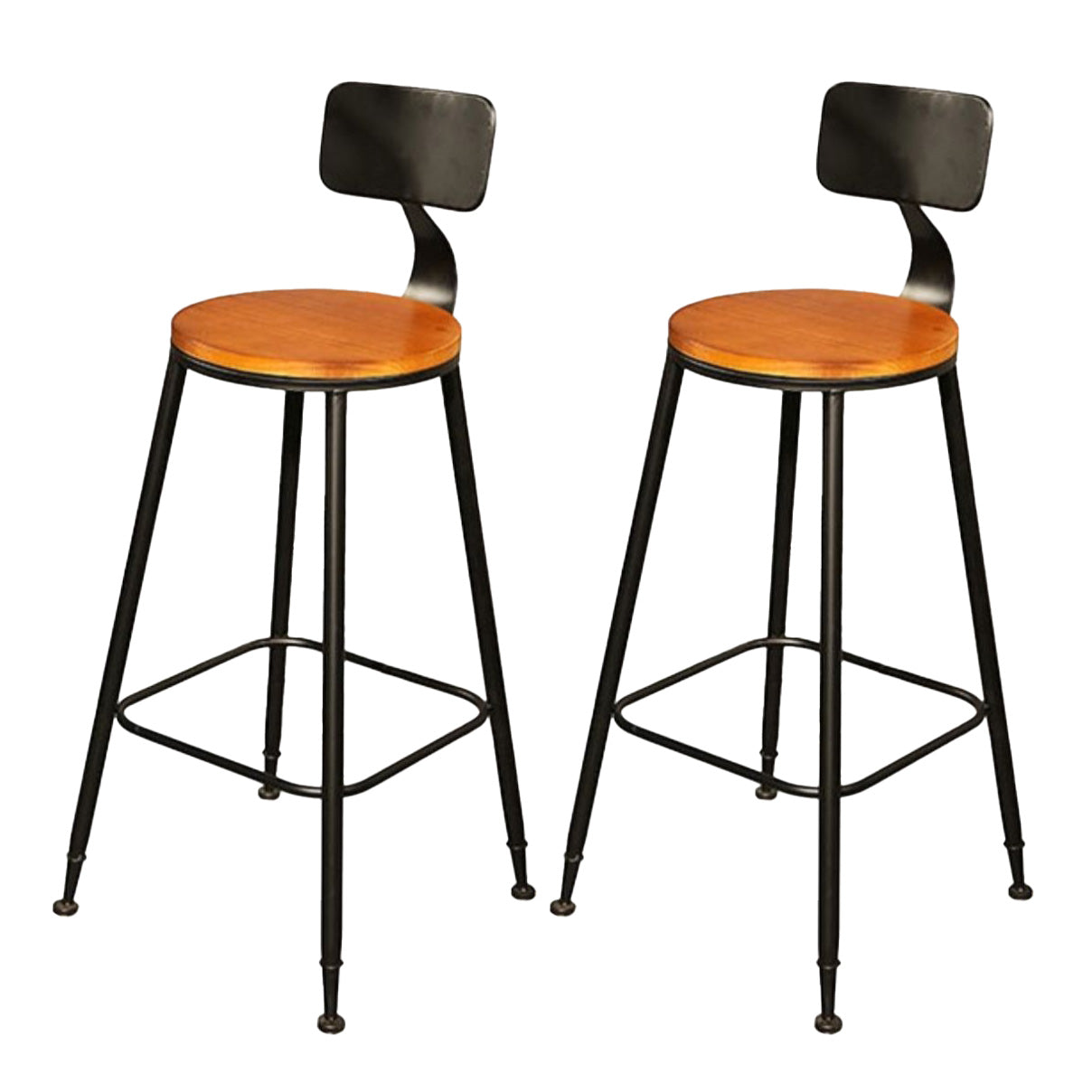 Contemporary Wood Barstools Armless Bar Stool with Metal Legs