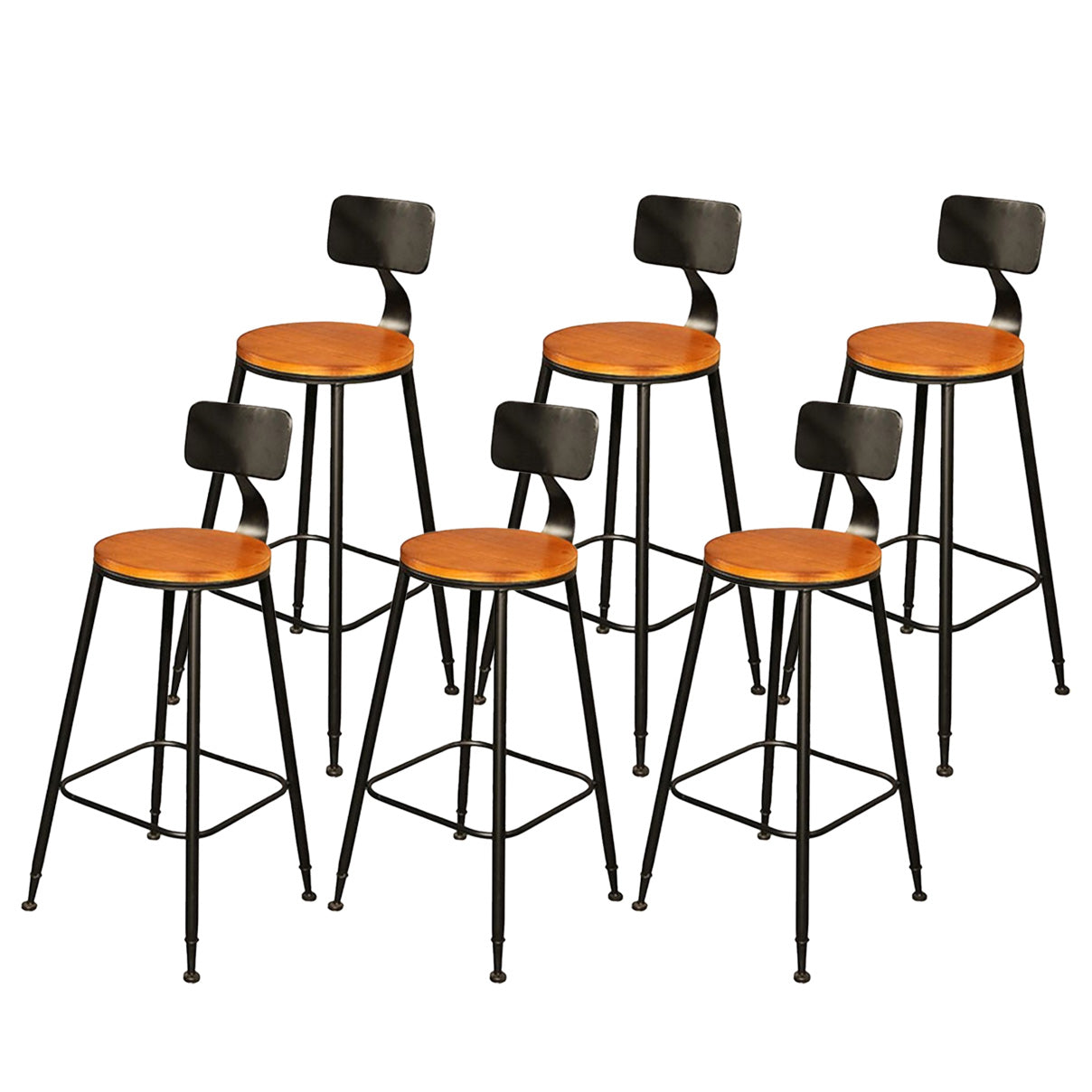 Contemporary Wood Barstools Armless Bar Stool with Metal Legs