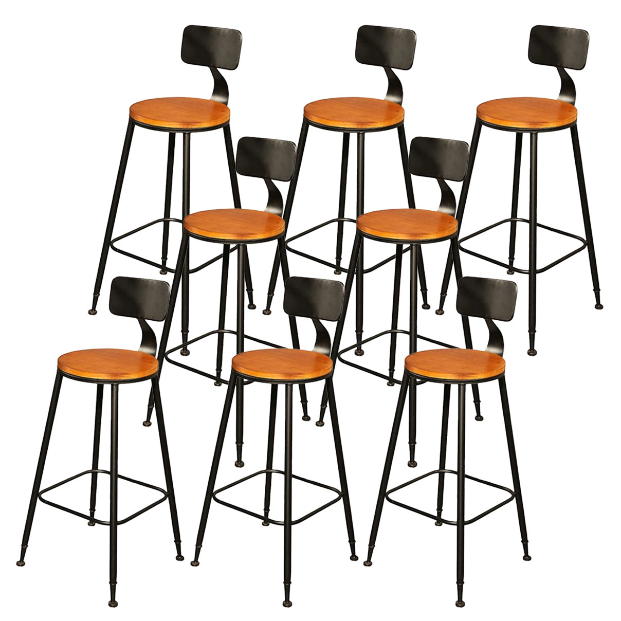 Contemporary Wood Barstools Armless Bar Stool with Metal Legs