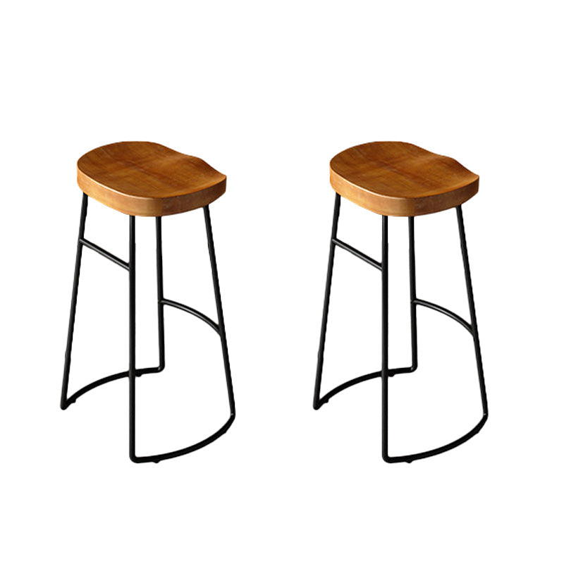 Contemporary Wood Barstools Armless Bar Stool with Metal Legs