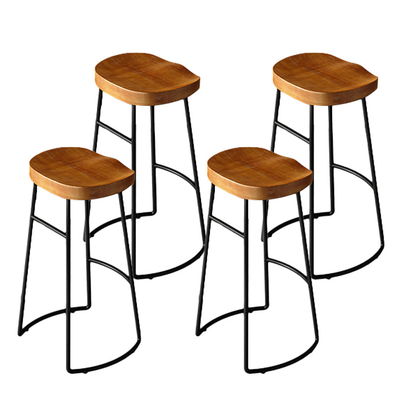 Contemporary Wood Barstools Armless Bar Stool with Metal Legs