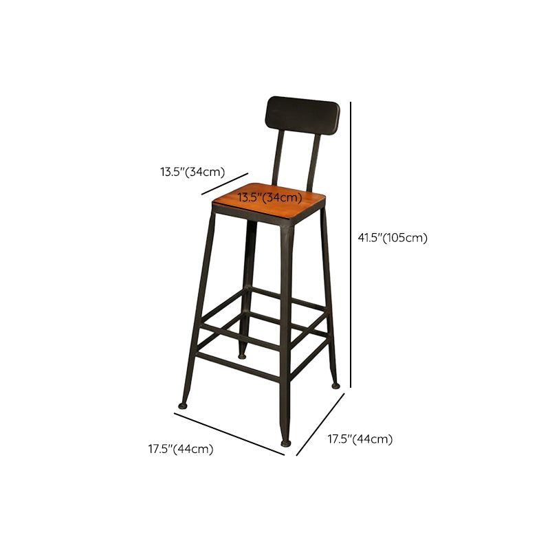 Contemporary Wood Barstools Armless Bar Stool with Metal Legs