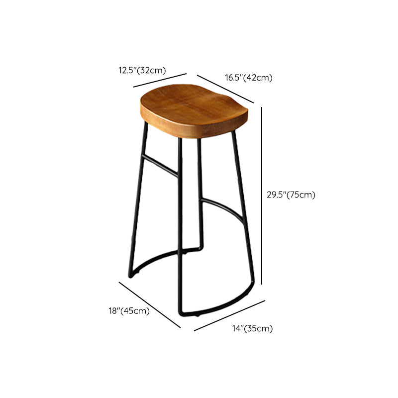 Contemporary Wood Barstools Armless Bar Stool with Metal Legs