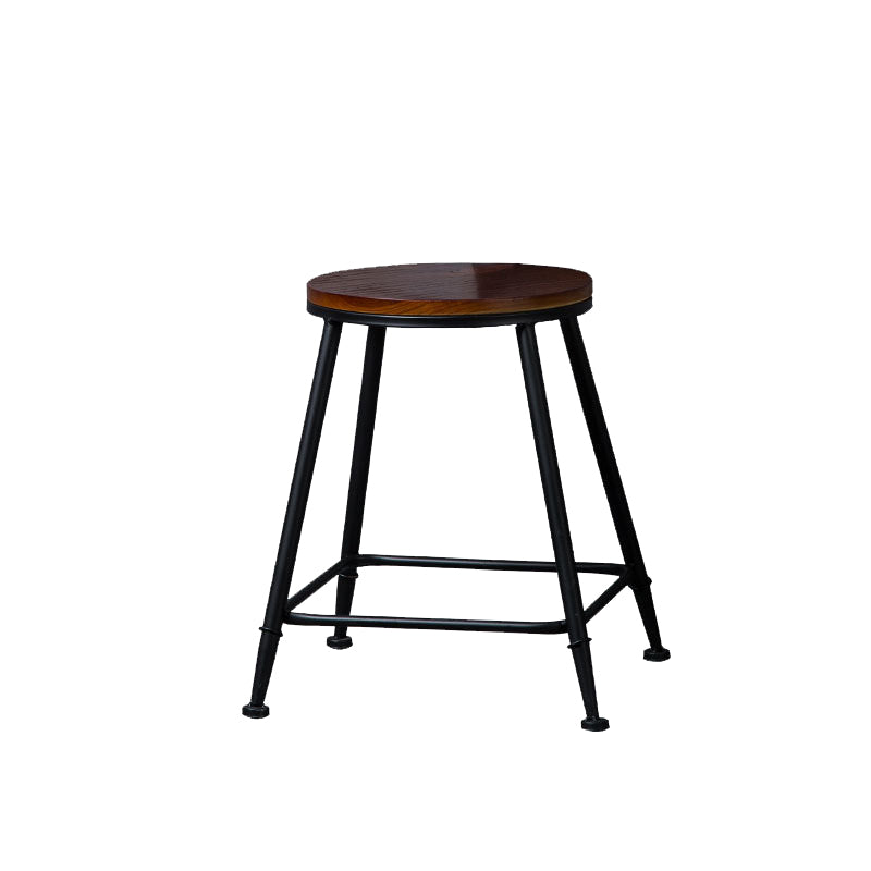 Contemporary Metal Dining Stools Round Bar Stools with Footrest