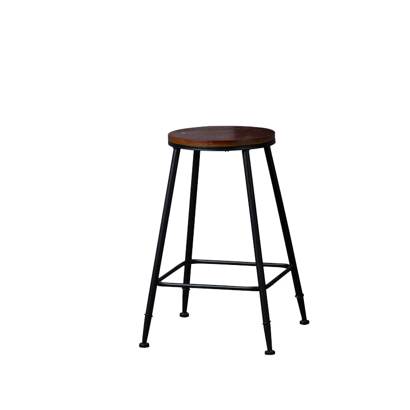 Contemporary Metal Dining Stools Round Bar Stools with Footrest
