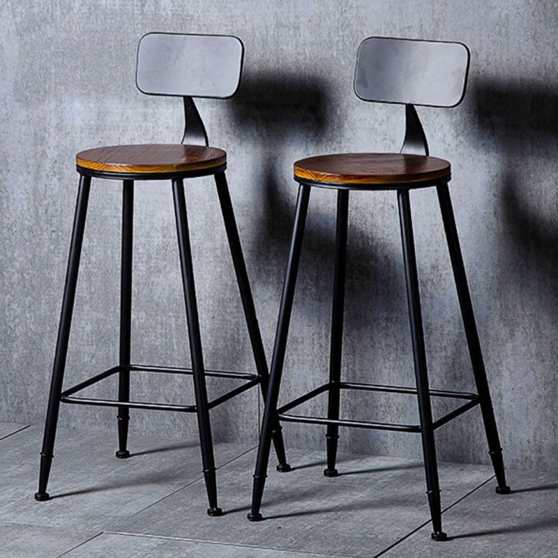 Contemporary Metal Dining Stools Round Bar Stools with Footrest