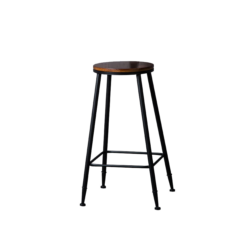 Contemporary Metal Dining Stools Round Bar Stools with Footrest