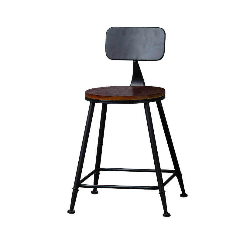 Contemporary Metal Dining Stools Round Bar Stools with Footrest