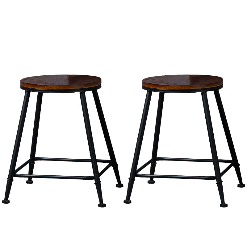 Contemporary Metal Dining Stools Round Bar Stools with Footrest