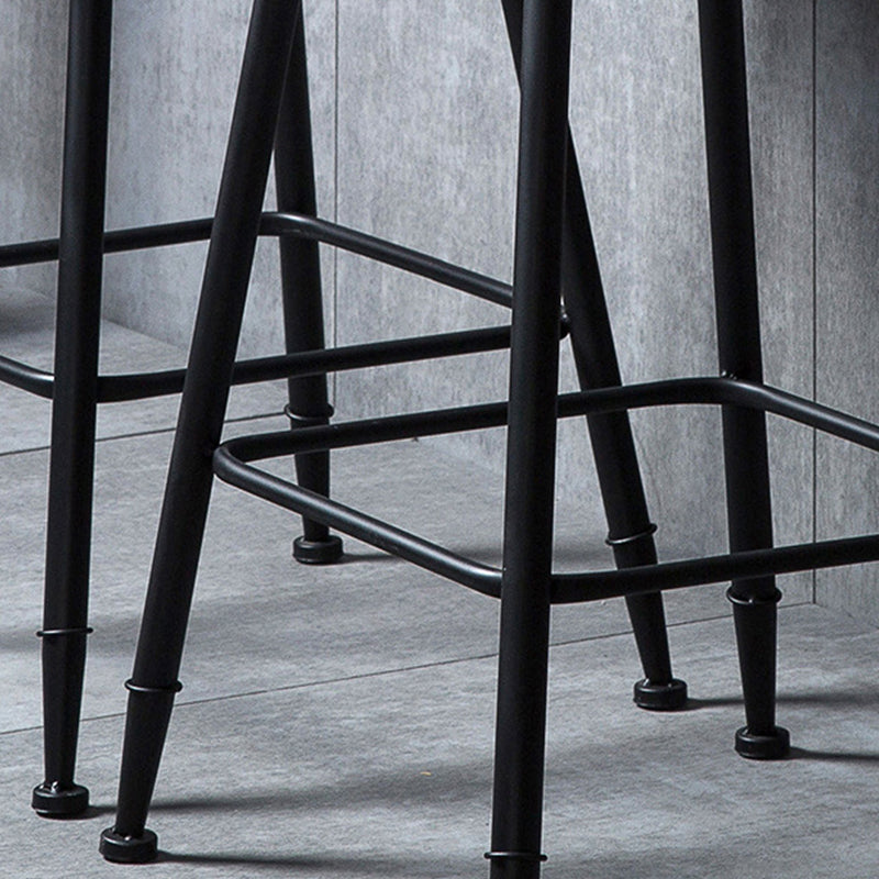 Contemporary Metal Dining Stools Round Bar Stools with Footrest