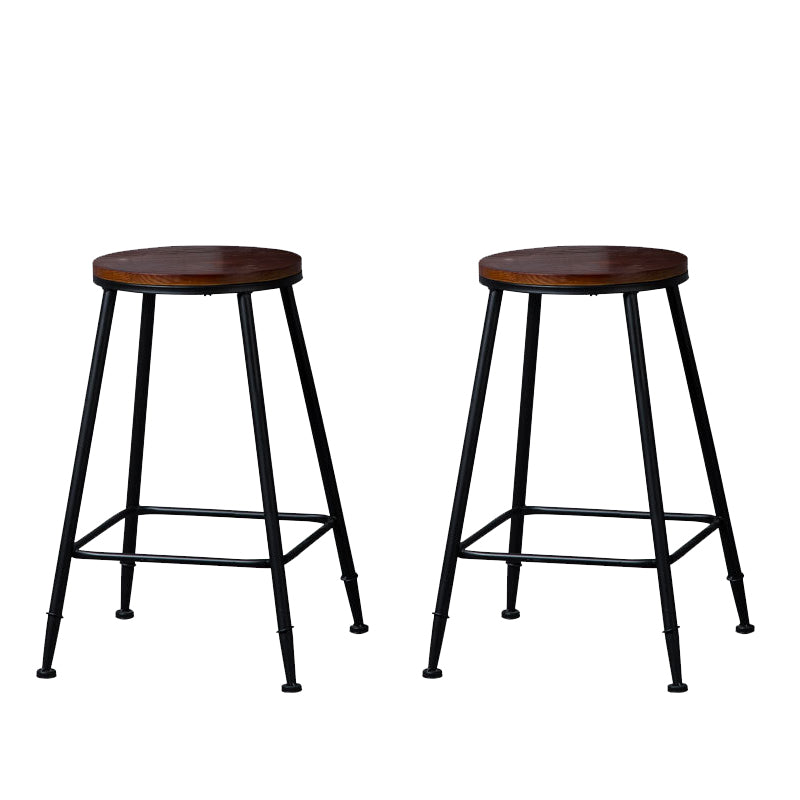 Contemporary Metal Dining Stools Round Bar Stools with Footrest