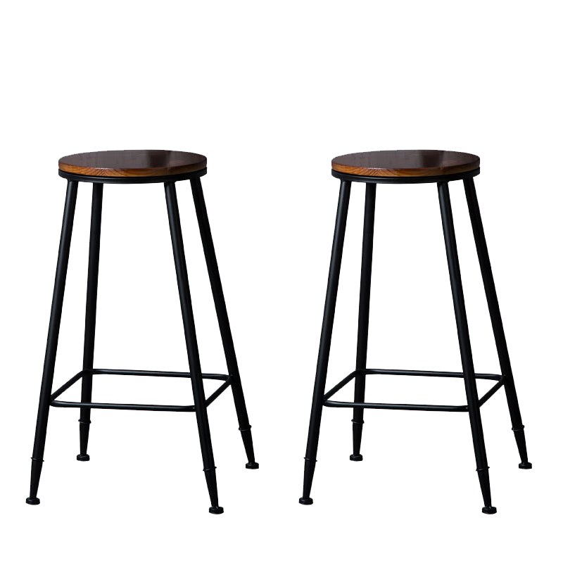 Contemporary Metal Dining Stools Round Bar Stools with Footrest