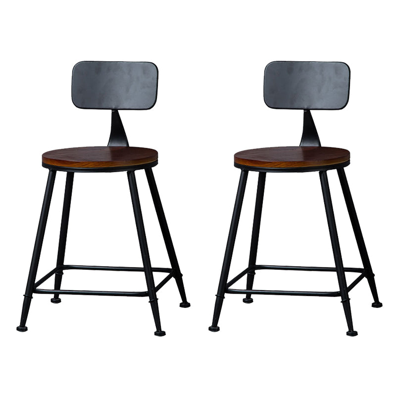 Contemporary Metal Dining Stools Round Bar Stools with Footrest