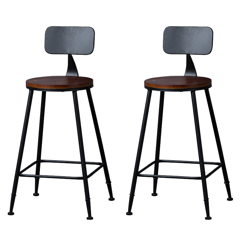 Contemporary Metal Dining Stools Round Bar Stools with Footrest