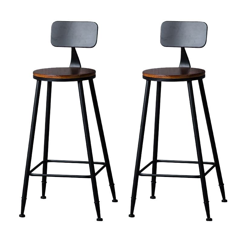Contemporary Metal Dining Stools Round Bar Stools with Footrest